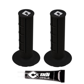 ODI Dirtbike Grips MX Half Waffle Grip Set with Glue Choose Your Color (Black)