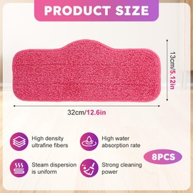 Quixleen 8-Pack Microfiber Replacement Steam Mop Pads, Washable and Reusable Steam Mop Pads Compatible with Schenley Compatible for Schenley Steam Mop Cleaner