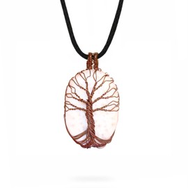 AYANA - Collar con colgante de escolecita blanca para mujer, árbol de la vida, promueve la transformación espiritual y la paz, hecho a mano con piedras preciosas naturales de origen ético, Gema