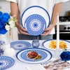 EI 60pcs Blue Plastic Plates Disposable Blue and White Floral