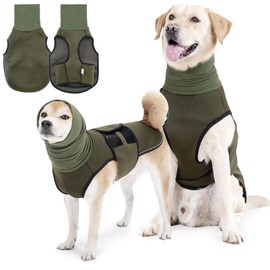 Calming Vest for Dogs with Hood & Reflective Strips - Soft & Adjustable Breathable Dog Coat for Stress Reduction in Fireworks, Thunderstorms & Travel (Army Green, 2XL)