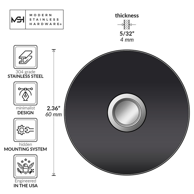 MSH Modern Stainless Hardware C1 Black Doorbell, C- Series Doorbell