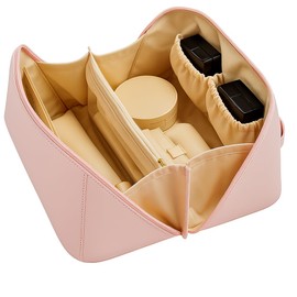 Travel Makeup Bag,Large Capacity Cosmetic Bags for Women,Waterproof Portable Pouch,toiletry bag (Pink)