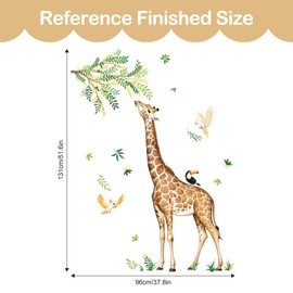 Tanlaby Giraffe Wall Stickers Jungle Animal Wall Decals Leopard Deer Safari Peel and Stick Art Decor for Baby Nursery Kids Bedroom Playroom Daycare Kindergarten