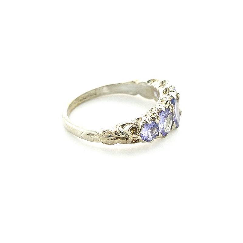 Sterling Silver Ladies Tanzanite 5 Stone Ring - Size S