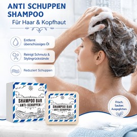 Solid Anti Dandruff Shampoo 3 in 1, Anti Dandruff Soap, Shower Soap for Hair, Body & Beard, Solid Shampoo for Men & Women, Vegan Scalp Care, Hair Soap & Beard Shampoo & Hand Soap, 100 g