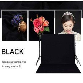 HMTfoto Background Solid Black Backdrop Muslin Portrait Background Screen for Photo Backdrop Video Photography Studio(6x9ft, Black)