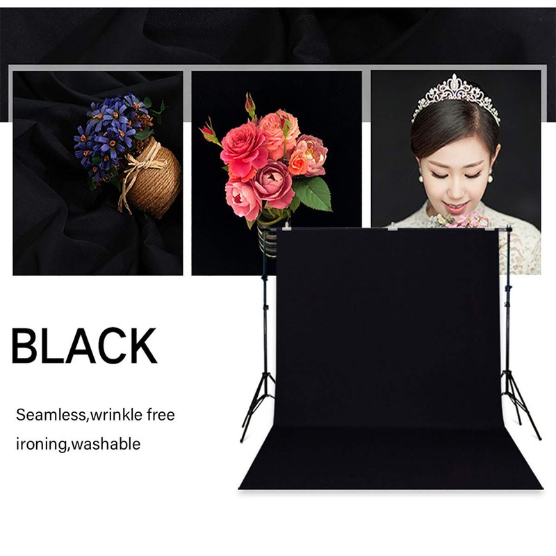 HMTfoto Background Solid Black Backdrop Muslin Portrait Background Screen for