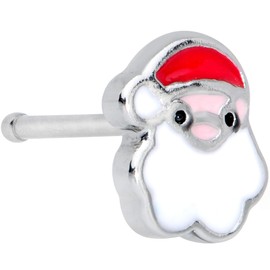 Body Candy Winter Holiday Womens 20G 316L Steel Nose Ring Christmas Santa Claus Nose Stud Nose Bone 1/4"