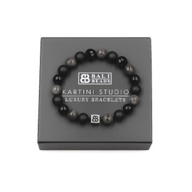 Kartini Studio Men's Mixed Stone Bracelet with Onyx, Larvikite Stone and Quality Bead Jewelry