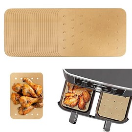 100Pcs Unbleached Parchment Paper, Perforated Square Liners for Cuisinart, Breville, Black and Decker Air Fryer, Toaster Ovens (8.1 * 5.5inch/20.5 * 14cm)