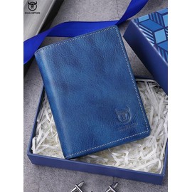 BULLCAPTAIN Men's Simple Style Plain Color Short Bifold Leather Wallet, Casual Purse High Quality Cowhide Leather Wallet, Multifunctional Cute Mini Card Holder for Daily, Wallets for Men - Color: Green * 1 + Coffee Brown * 1, Size: Please Refer To The Pi