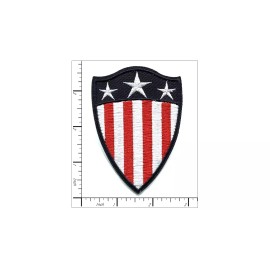 Patchwork Paradise American Flag Themed Shield Badge USA Embroidered Iron On Patch DIY Applique