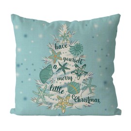 Tian Zhun Christmas Pillow Covers 18x18 Inch Christmas Coastal Shell Starfish Throw Pillow Covers Xmas Winter Decorative Cushion Covers Case Home Sofa Living Room Farmhouse Decor