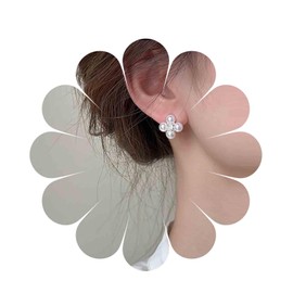 Inilbran Boho Rhinestone Pearl Earrings Gold Pearl Flower Earrings Vintage Crystal Pearl Earrings Sparkling CZ Pearl Earrings Jewellery for Women and Girls, Zinc