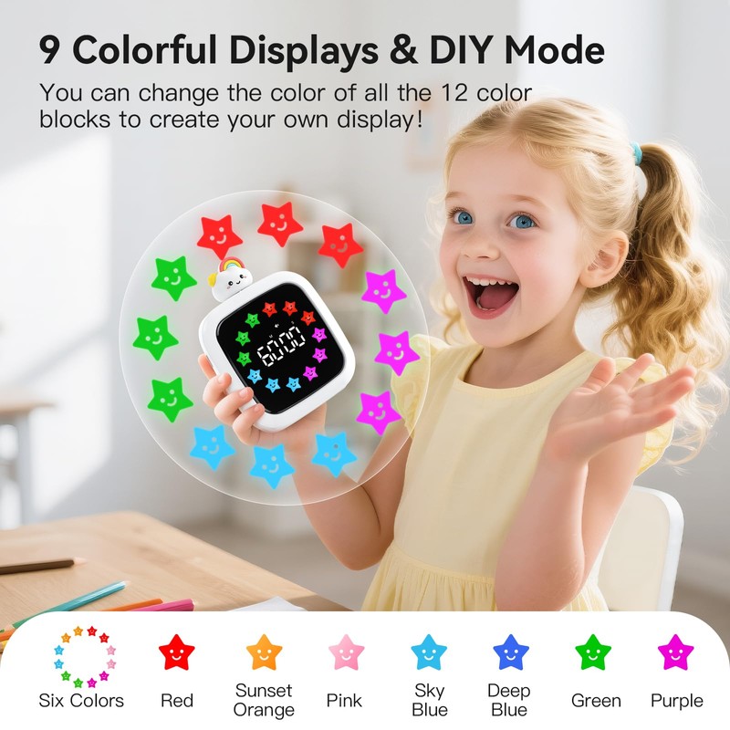 Yunbaoit Digital Visual Timer for Kids, Rechargeable 99-Minute Silent Countdown