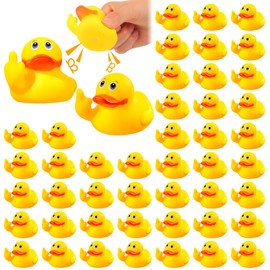 Lenwen Patos de Goma de Dedos Patos de Goma Amarillos Lindos Patos de Goma Pequeños Divertidos Patos de Juguete de Baño para Salpicadero de Coche Baño Decoraciones Interiores (48)