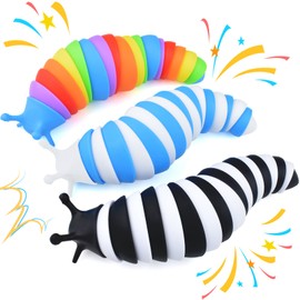 Cevioce Fidget Slug Toy, Sensory Slug Fidget Toy for Kids & Adults, 3Pcs Cute 3D Articulated Stim Toy -Easter Basket Stuffers for Toddler｜Exercise Wrist & Stress Relief, Great Gift for ADHD Autism