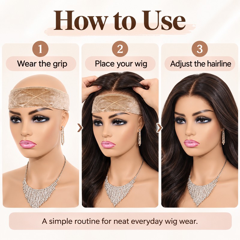 Velvet Wig Grip Headband for Secure Wig Wear – Adjustable