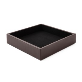 eglooh - Minerva - Empty Leather Dark Brown - Desk Organiser with Modern Design - Storage Compartment for Keys, Coins, Jewellery - cm 16.5 x 16.5 cm - Made in Italy