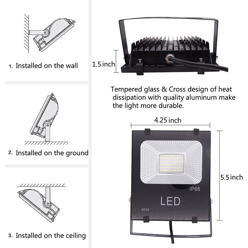 HANNAHONG 2 Pack 30W LED Flood Lights with Plug,3000lm Super