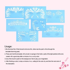 Salmue Face Painting Stencils, Face Paint Stencils for Kids and Adults, 7pcs/Set Reusable Tattoo Stencils Glitter Temporary Tattoos Templates Body Painting Facial Makeup Tattoo Design Tools
