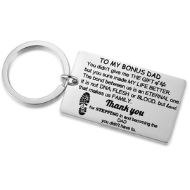 Ralukiia Step Dad Keychain, Bonus Dad Keyring, Fathers Day Key Chain from Step Kids, Extra Father Gift, Stepdad Gifts from Son Daughter, Birthday Christmas Jewelry for Stepfather