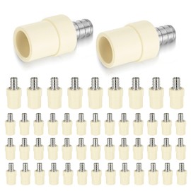50-PACK GUOFIS CPVC Transition Coupling,1/2" Pex x 1/2" CPVC Barb Crimp Brass Coupler to Connect Cpvc/Pex Pipe