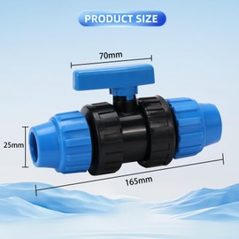 FIFIBANG Ball Valve for PE Pipe, 25 mm PE Pipe Ball Valve PN10, Screw Connection for PE Pipe, PE Pipe, Ball Valve (25 mm), Pack of 2