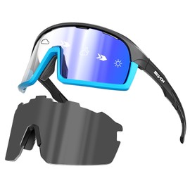 SCVCN Photochromatic Photochromic Cycling Glasses Polarised Men Women Sports Sunglasses Clear Cycling MTB Cycling Glasses Running Fishing Volleyball Tennis Mountaineering Hiking Blue