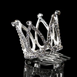 rosenice Crystal Tiara Princess Crown Rhinestone Tiara with Hair Comb (Silver), Alloy, rhinestone, Crystal