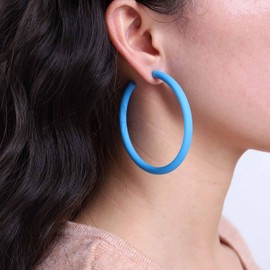 Inateannal Vintage Acrylic Hoop Earrings Hollow Circle Hoop Drop Earrings White C Shape Earrings Large Open Circle Dangle Earrings Jewellery for Women and Girls, Zinc, No Gemstone