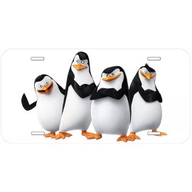 Four Penguins Aluminum Novelty Auto License Plate
