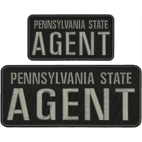 PA state AGENT embroidery patches 4X10 and 3x6 hook on