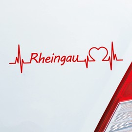 Hellweg Druckerei Car Sticker Rheingau Pulse Heartbeat Fun Sticker Rear Window Sticker Car Sticker with Holiday Region Motif
