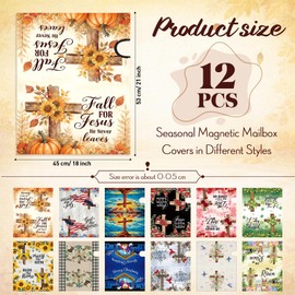 12 Pcs Christian Seasonal Magnetic Mailbox Covers 21" x 18" Standard Size Religious Patriotic Magnetic Mailbox Cover Waterproof Mail Box Wrap for 250 Anniversary Outdoor Garden Yard (Cross)