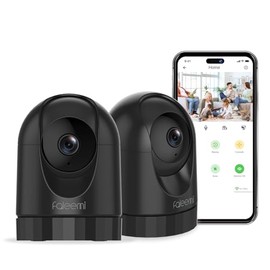 faleemi 2K Pan/Tilt Indoor WiFi Security Camera with Motion Detection & Auto Tracking, Night Vision, 2-Way Audio, Siren, SD/Cloud Storage (1, Black)