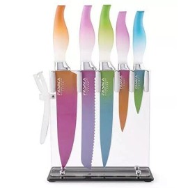 Unbranded Multi-color Stainless Steel Knife Set - 7 Pcs Kitchen Knife Set w/Acrylic Stand