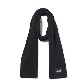 HUGO Knitted Plain Scarf with Rubberized Logo, black currant, PCE.
