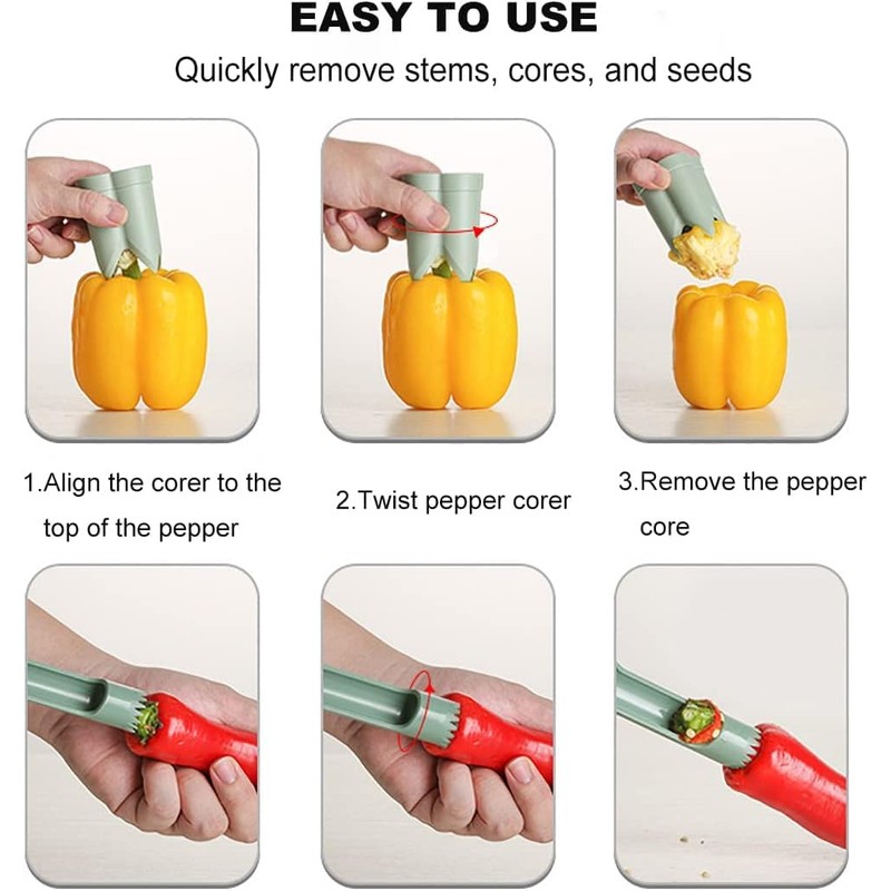 Pepper Seed Core Remover，2 in 1 Jalapeno Pepper Corer Remover