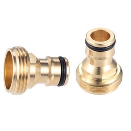 DRELD 2 Tap Plugs, 3/4 Inch Quick Connect, Male Thread Quick Coupling 3/4 Inch Brass Quick Coupling for Garden Hose, 3/4 Inch Tap Connector
