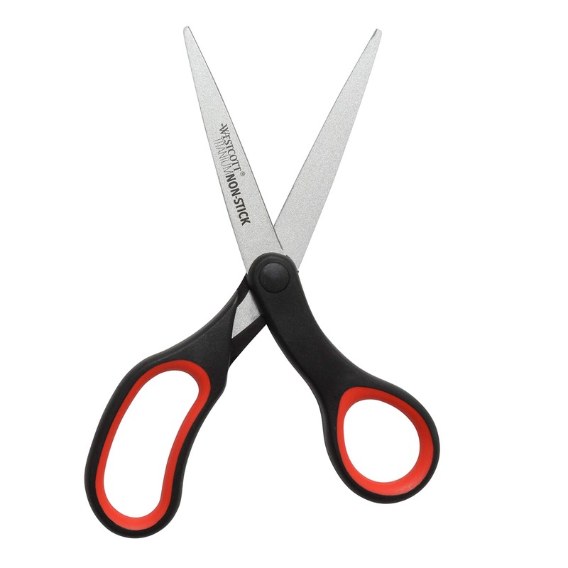 Westcott 8" Titanium-Bonded Non-Stick Scissors, 2-Pack, Black and Red
