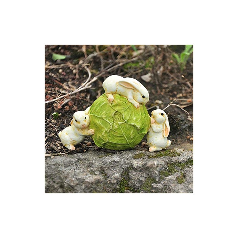 Top Collection Enchanted Story Fairy Garden Rabbits Rolling Cabbage Outdoor