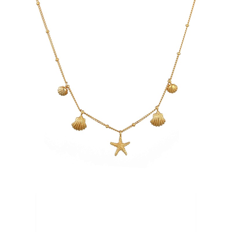 Elli Necklace Shells Starfish Ball Chain Maritime 925 Silver, Sterling