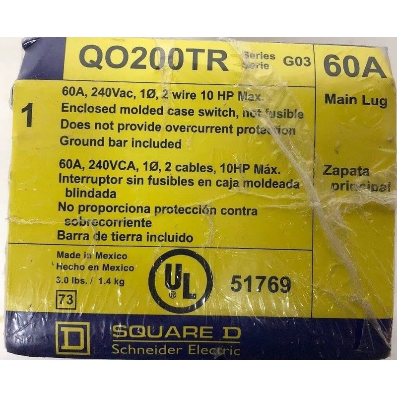 Square D Qo200Tr 60A Ld-Cntr