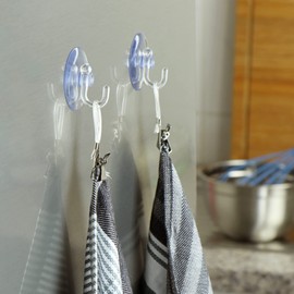 COM-FOUR® 40 x Suction Cup Holders with Plastic Hooks - Multi-Purpose Hooks for Fairy Lights and Other Decoration - Wall Hooks (40 Pieces - Diameter 4 cm)