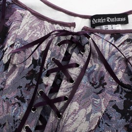 Scarlet Darkness Women Cottagecore Costume Corset Top Cosplay Renaissance Bustier Purple Daisy Size 12