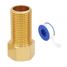 Uenede 1/2 Inch Brass Hex Extension Pipe Fitting, 1/2" G Female to 1/2" G Male Thread, 50mm Length, Longer Nipple Connector Adapter