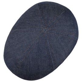 Stetson Texas Pure Denim Flat Cap Peaked Cap Cotton Summer Made in the EU, Denim-Dark Blue, XL
