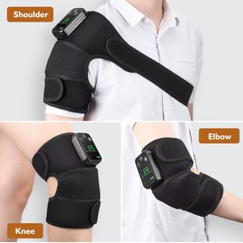 Heated Knee, Elbow, Shoulder Brace with Digital Display, Electric Therapy Wrap, Adjustable Temperature Control, Black